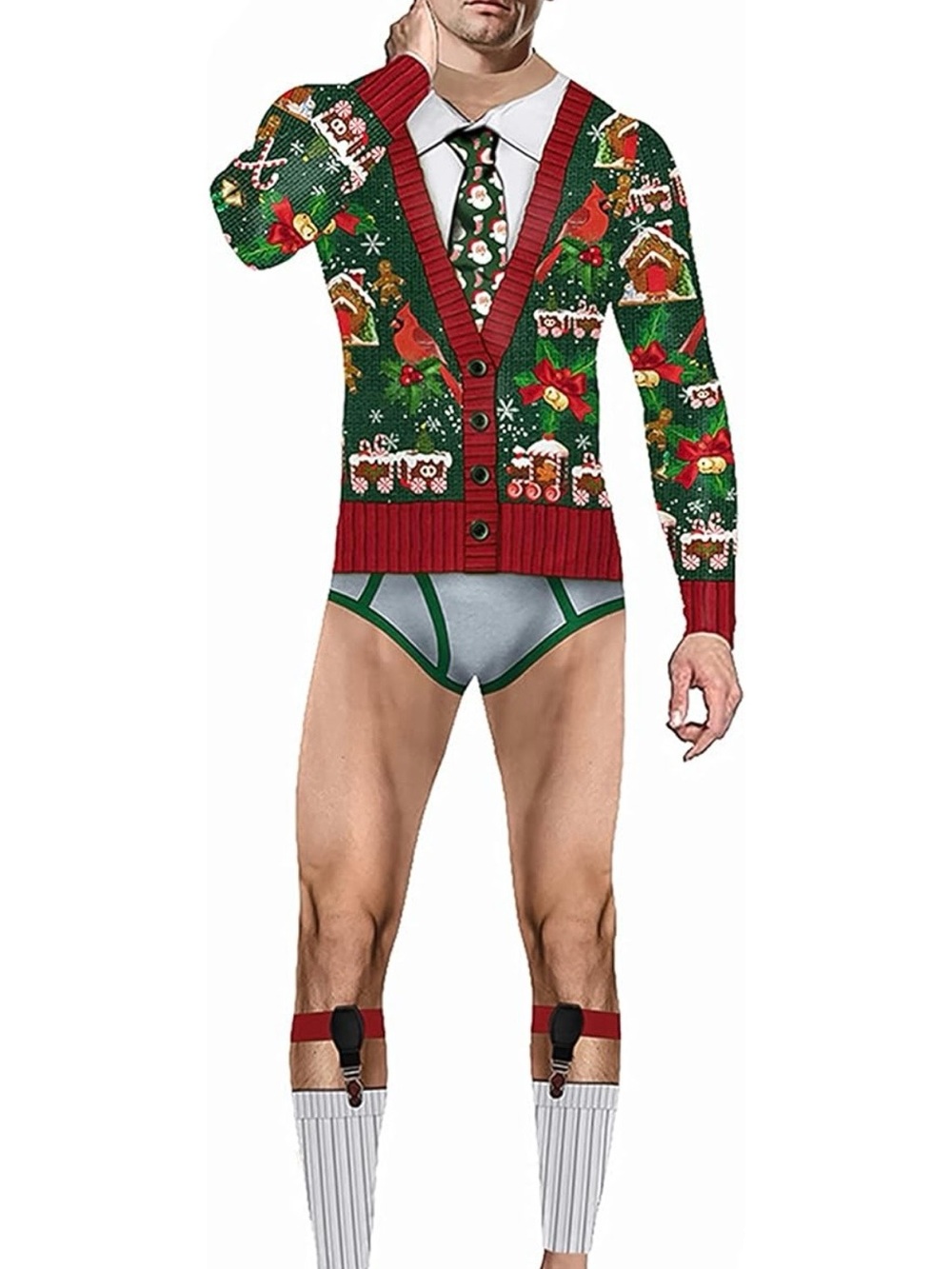 Adult Men/Women Realistic 3D Printed Jumpsuit Ugly Christmas Funny Bodysuit